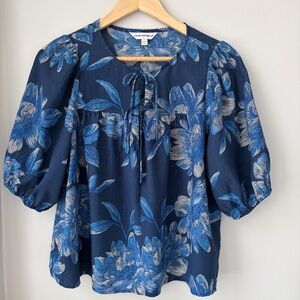 Counterparts Navy Blue Floral Blouse size S Casual
